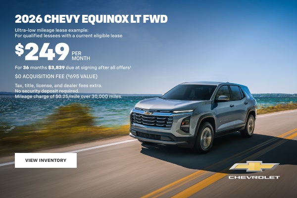 2026 Chevy Equinox LT FWD. Ultra-low mileage lease example for qualified lessees with a current e...